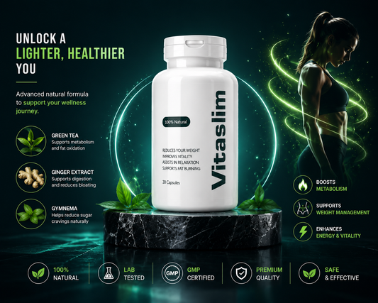 VitaSlim 100% Natural Weight Loss Capsules | Fat Burning, Vitality Boost & Relaxation Support Supplement – 30 Capsules