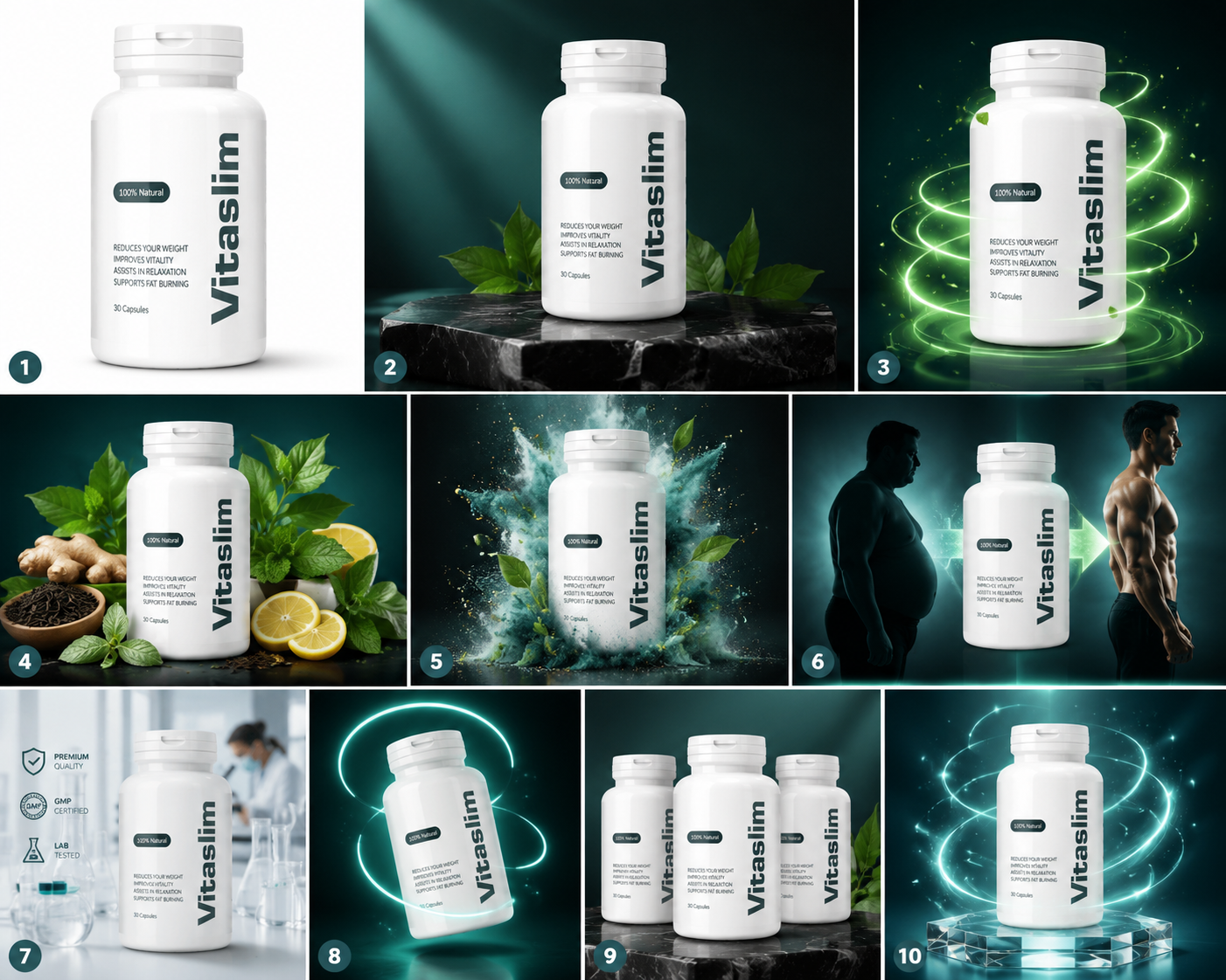 VitaSlim 100% Natural Weight Loss Capsules | Fat Burning, Vitality Boost & Relaxation Support Supplement – 30 Capsules