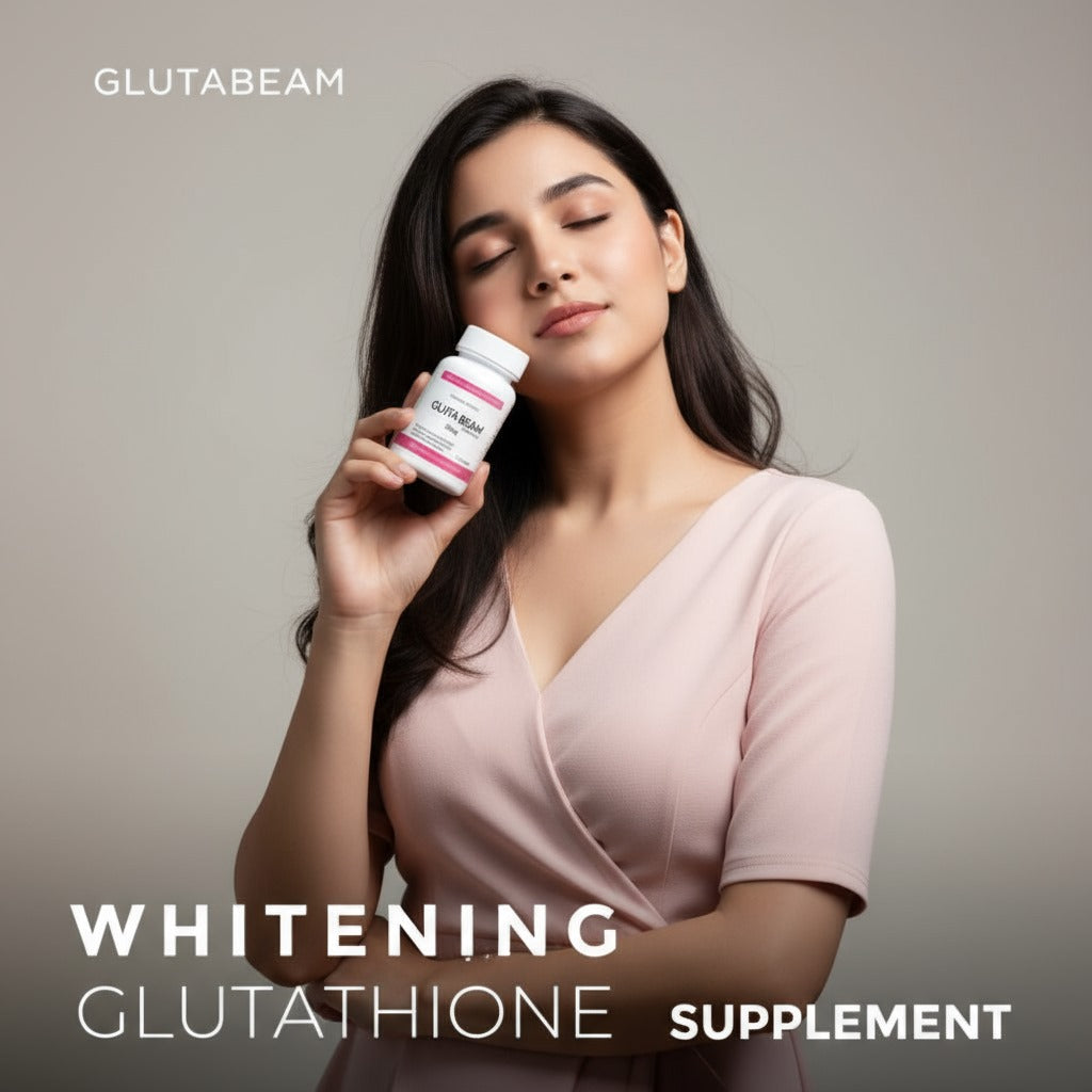 Gluta Beam L-Glutathione 500mg Tablets | Skin Whitening, Anti-Aging & Detox Supplement Enriched with Vitamin C – 30 Tablets